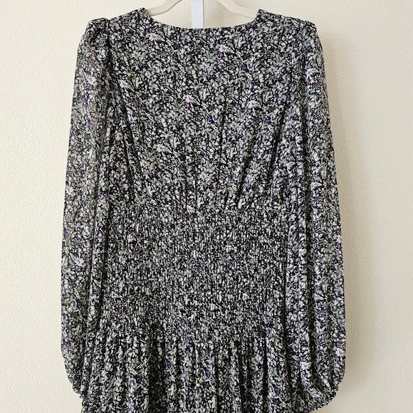 ASTR THE LABEL Asymmetrical Long Sleeve Smocked Ruffle Floral Maxi Dress Sz M - Picture 5 of 16